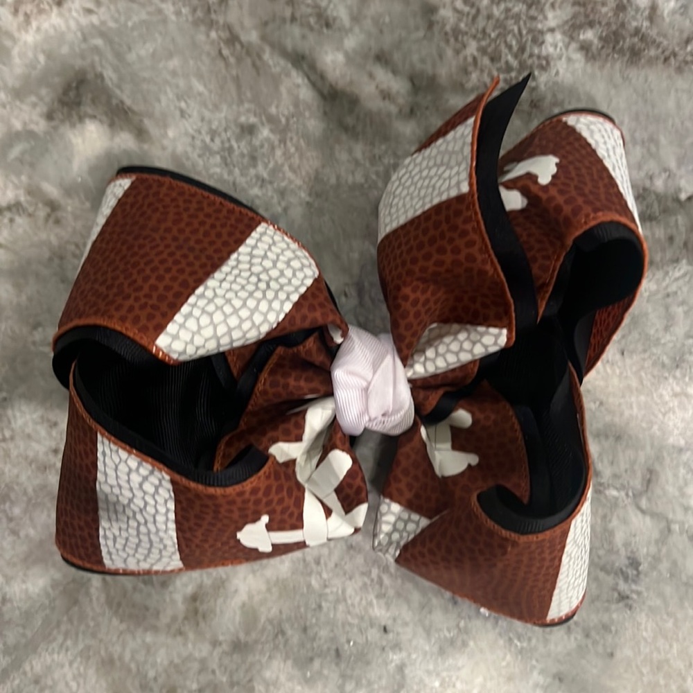 Girls Football Bow with French Barrette Clip- 8 inch